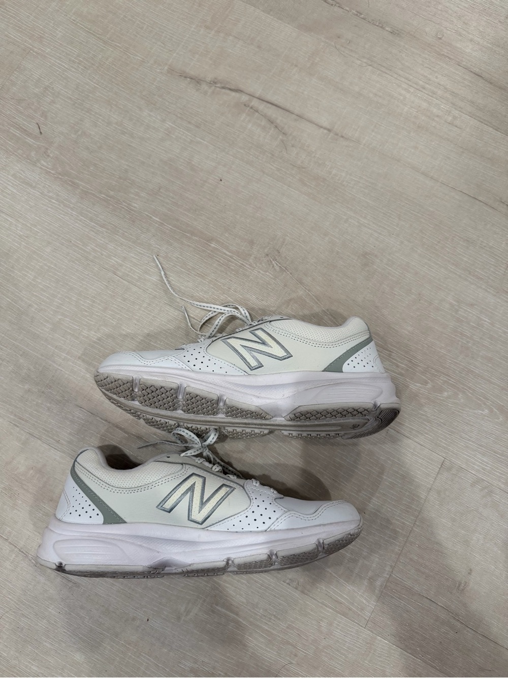 New Balance White & Light Gray Lace-Up Sneakers